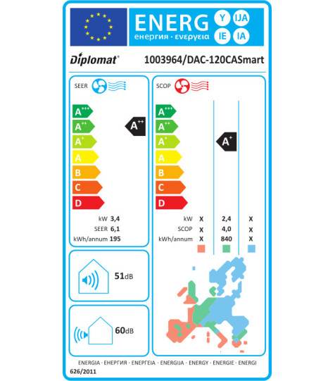 Κλιματιστικό Diplomat DAC-120CA Smart Inverter 12000 BTU A++/A+ με WiFi