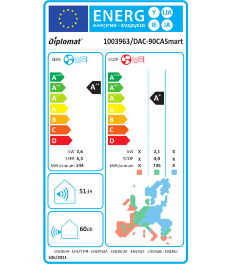 Κλιματιστικό Diplomat DAC-90CA Smart Inverter 9000 BTU A++/A+ με WiFi