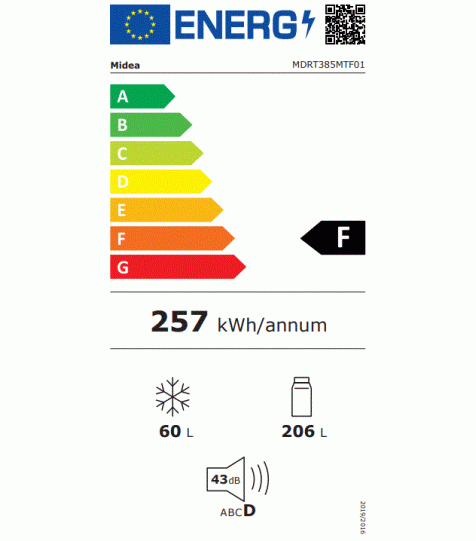 Ψυγείο Δίπορτο Midea MDRT385MTF01