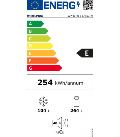 Ψυγειοκαταψύκτης Whirlpool W7 9210 K Aqua Μαύρο E 