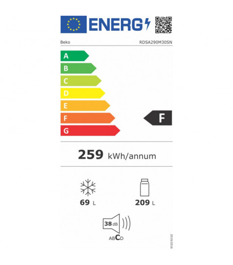 Ψυγείο Δίπορτο Beko RDSA290M30SN